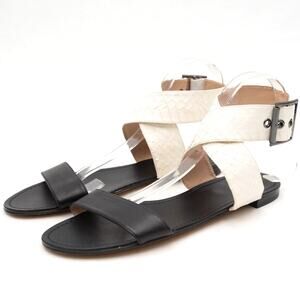Vince Camuto Maren Black White Leather Snakeskin Sandals Size 9.5